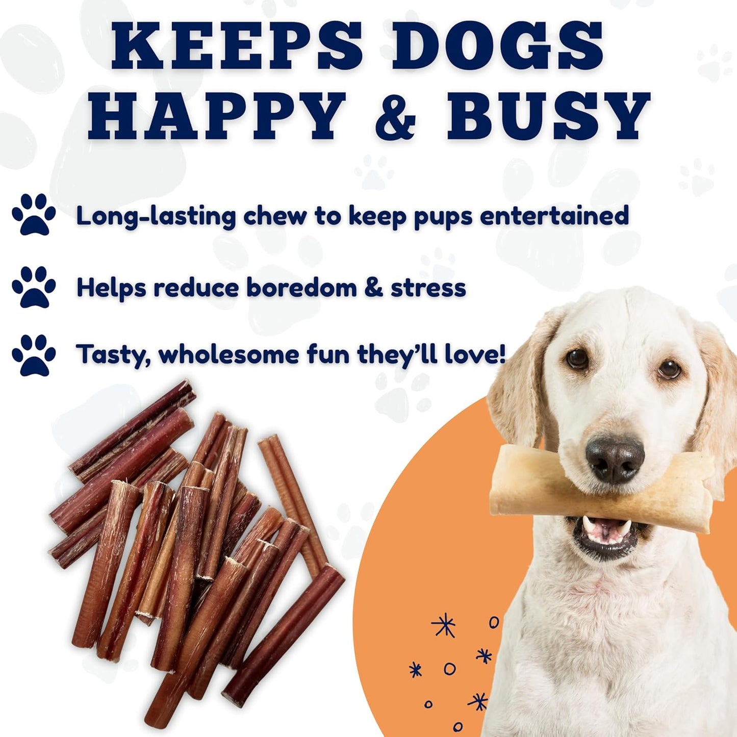 - 6 Inch Medium Size Bully Sticks (25 Count) - No Hide Bully Stick Dog Bones