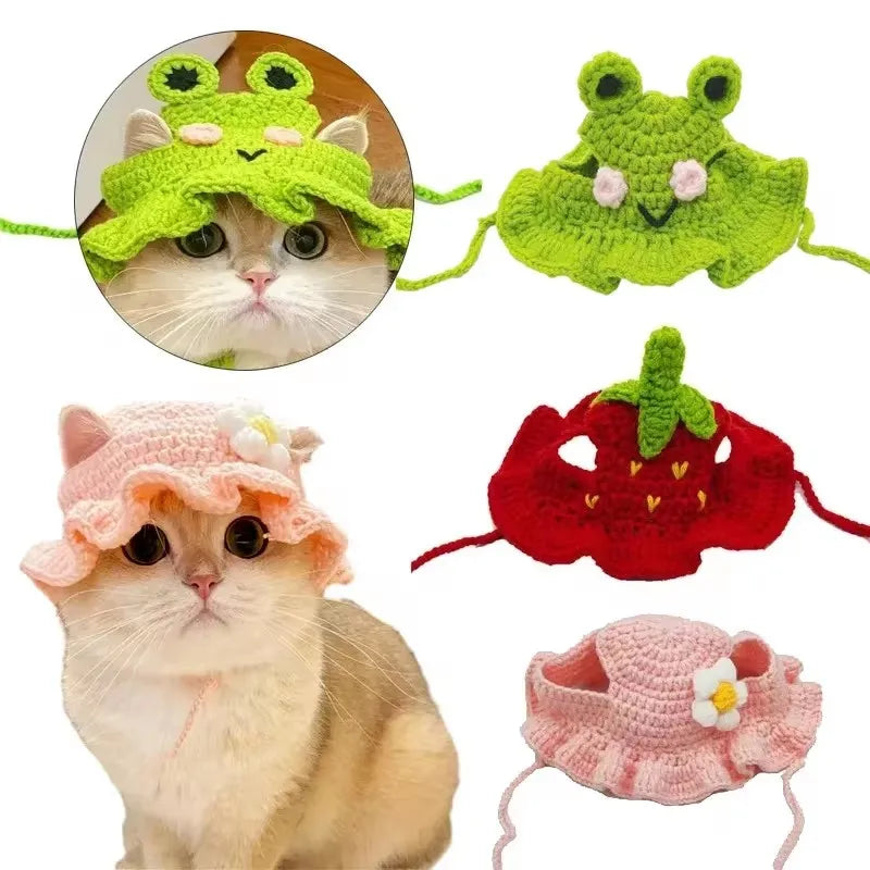 Hand-Made Cat Hat Elastic Woven Headwear