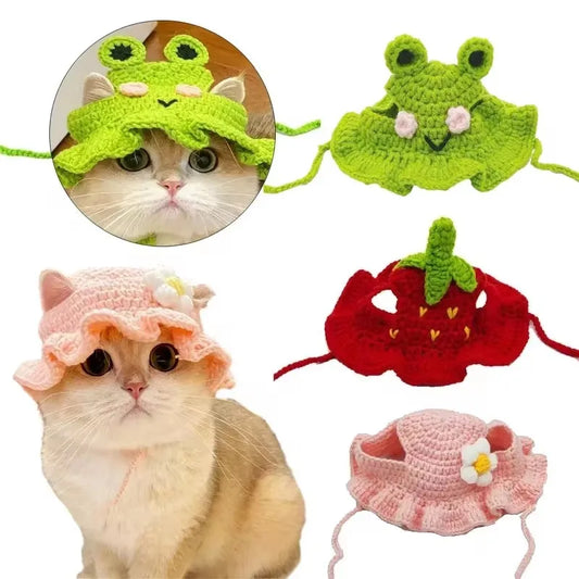 Hand-Made Cat Hat Elastic Woven Headwear