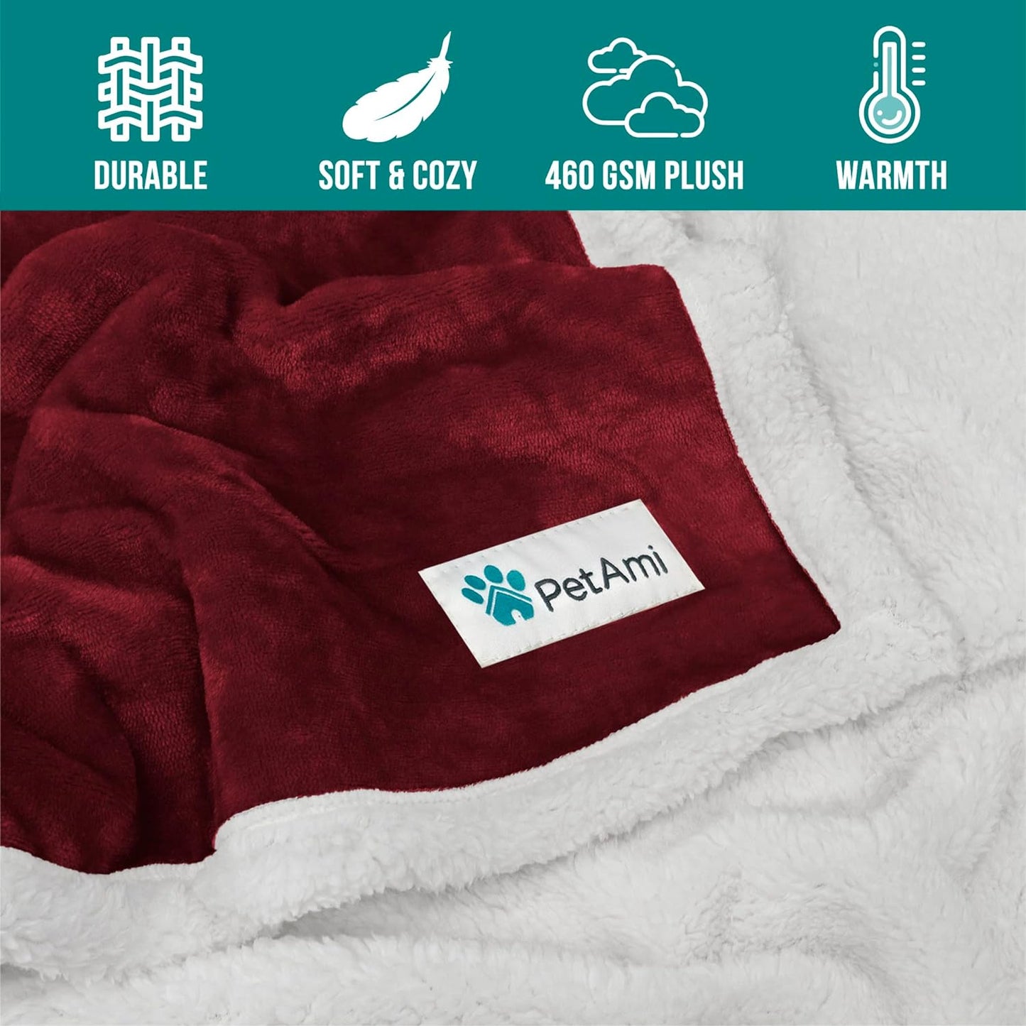 Pet Bed Blanket Fleece Furniture Throw Plush Reversible Washable, Mini 29X40 Maroon Red