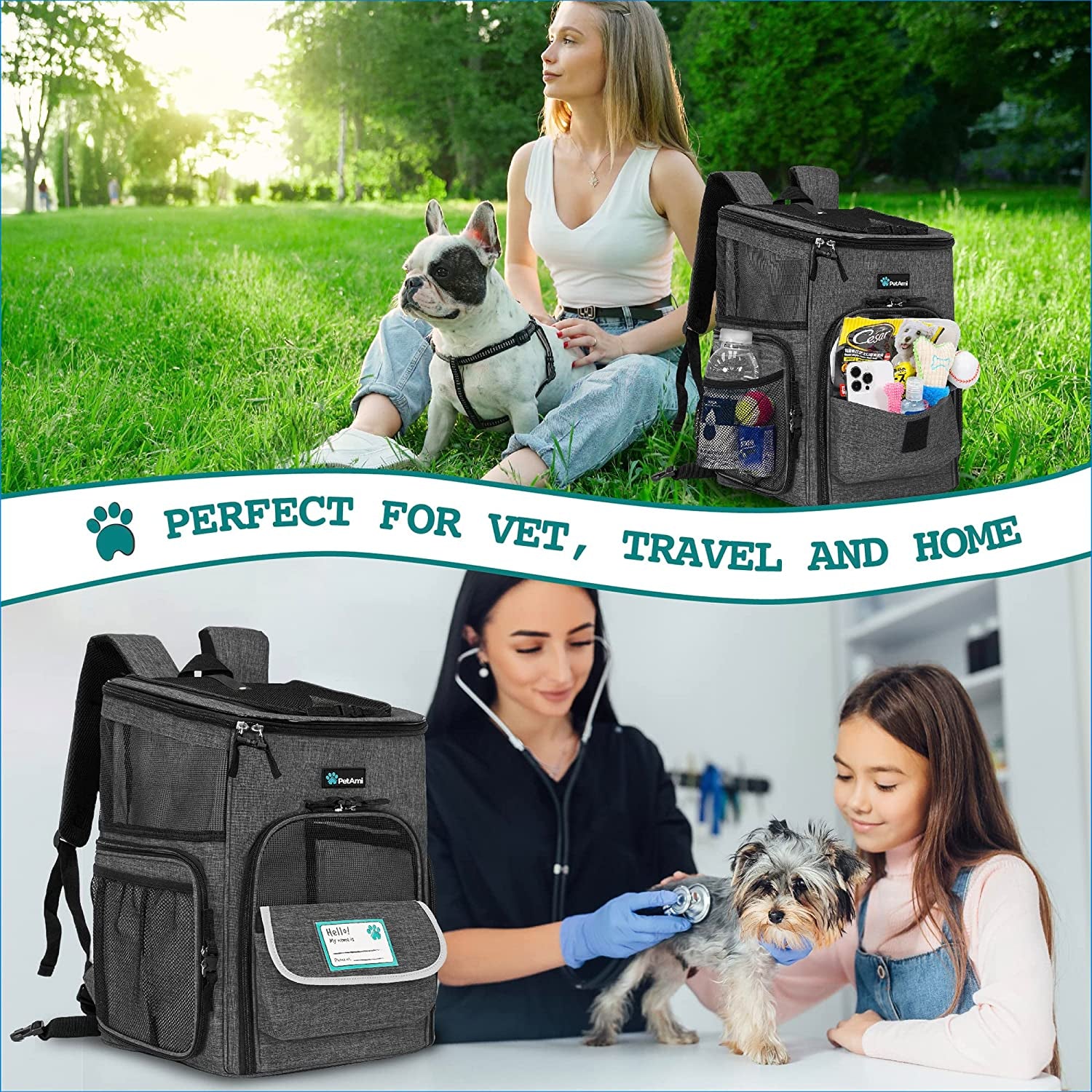 Pet Backpack Carrier, Airline Approved Carrier for Cats, Max 18 Lbs, Charcoal