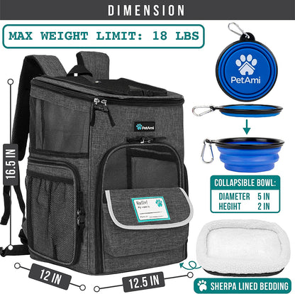 Pet Backpack Carrier, Airline Approved Carrier for Cats, Max 18 Lbs, Charcoal