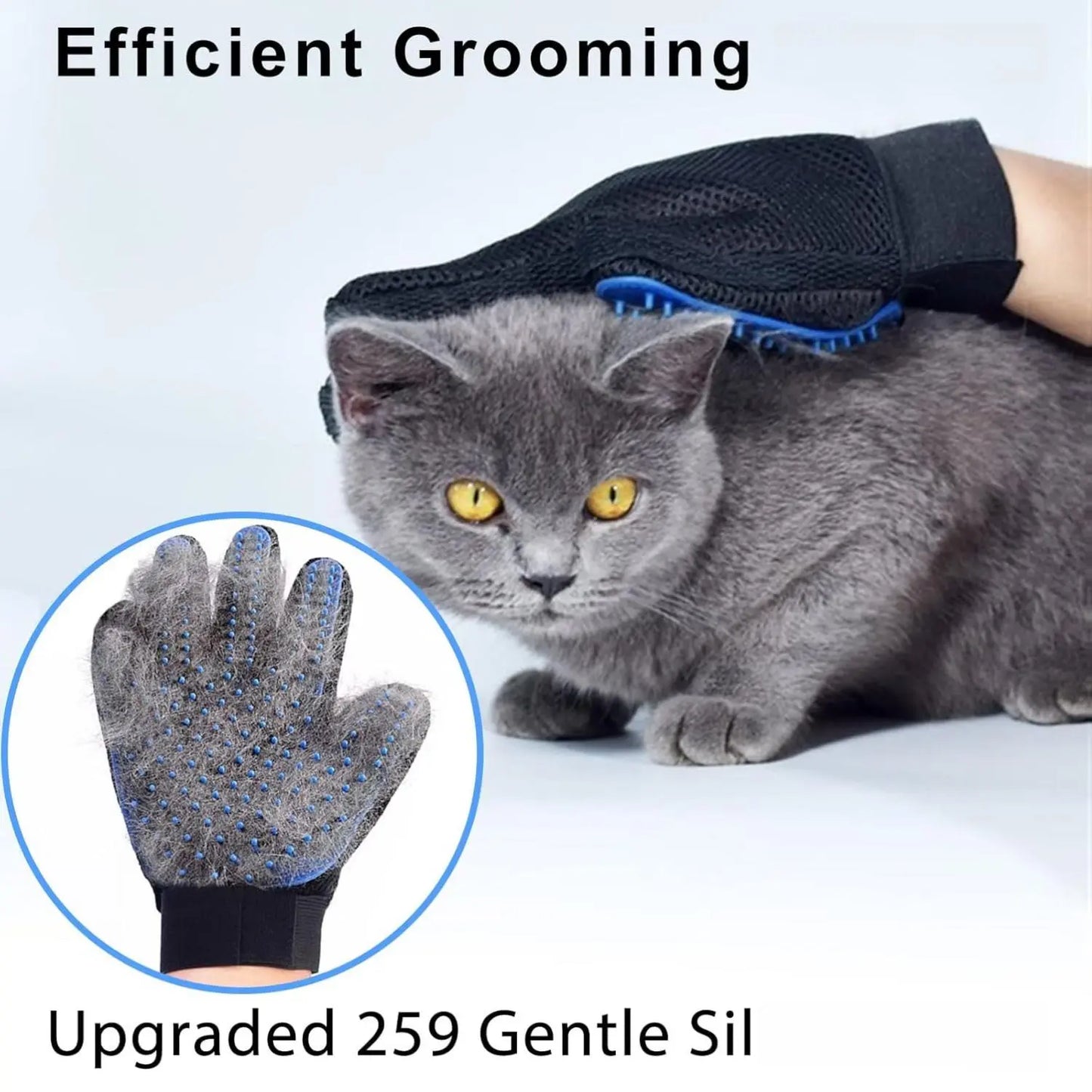 Grooming Glove Brush with 259 Silicone Tips, Adjustable Wrist Strap