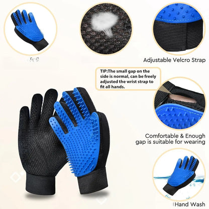 Grooming Glove Brush with 259 Silicone Tips, Adjustable Wrist Strap