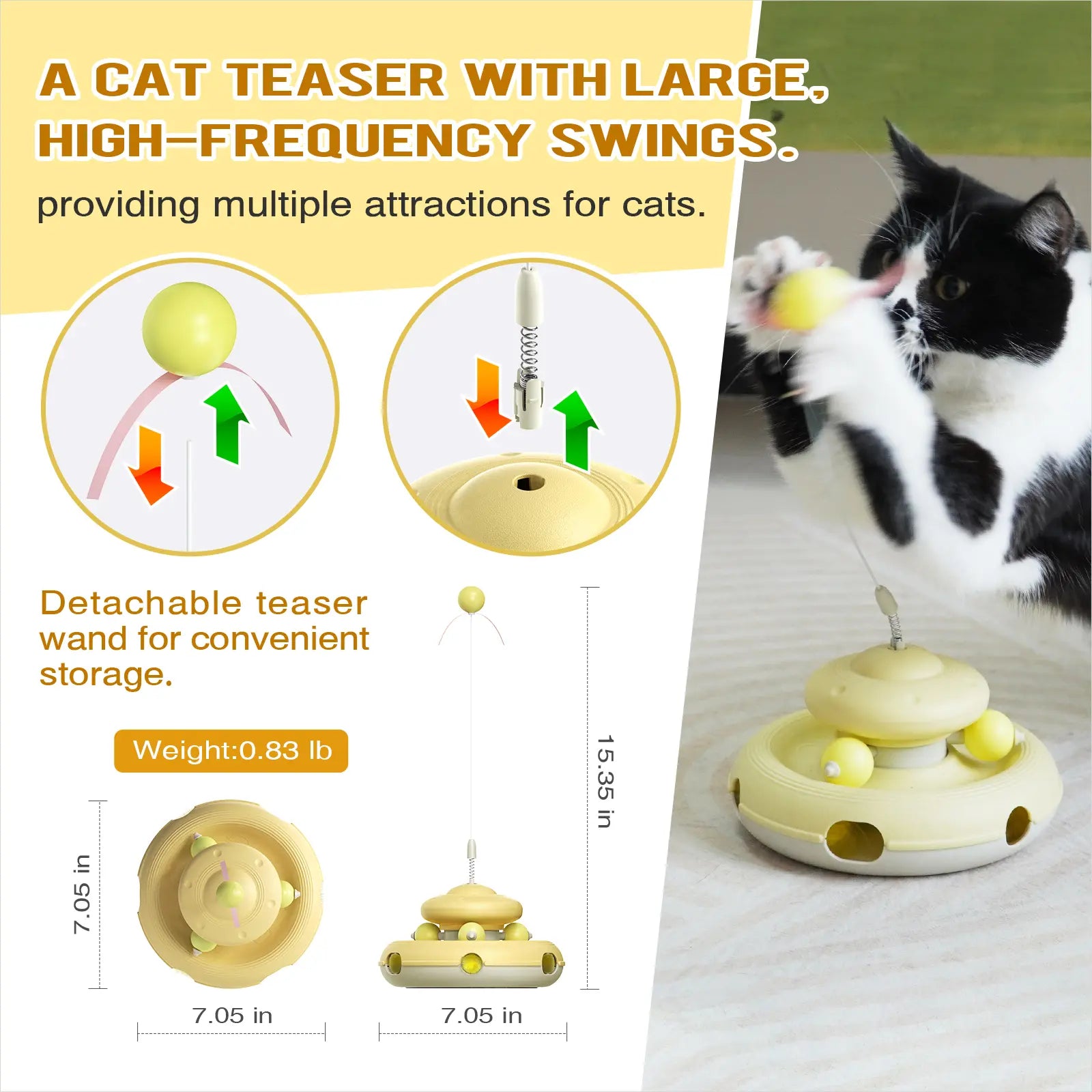 Interactive Cat Toys Teaser Feather Wand  