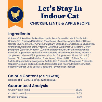 Solid Gold Indoor Dry Cat Food - Grain Free & Gluten Free - Chicken - Sensitive Stomach & Hairball Support for Adult Cats - 12LB