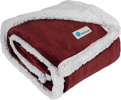 Pet Bed Blanket Fleece Furniture Throw Plush Reversible Washable, Mini 29X40 Maroon Red
