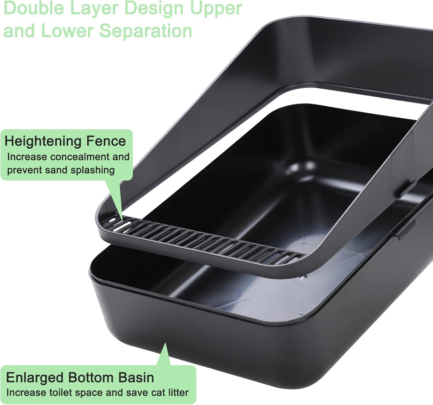 Open Litter Box, High Side Sifting (Black Small)