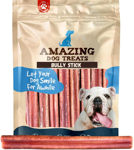 - 6 Inch Medium Size Bully Sticks (25 Count) - No Hide Bully Stick Dog Bones