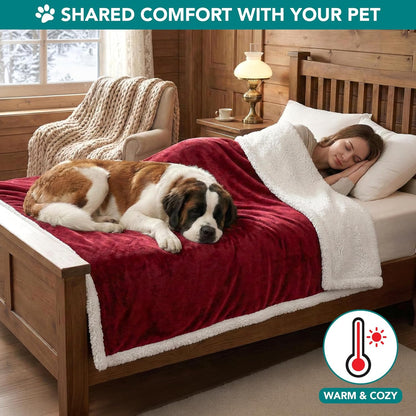 Pet Bed Blanket Fleece Furniture Throw Plush Reversible Washable, Mini 29X40 Maroon Red