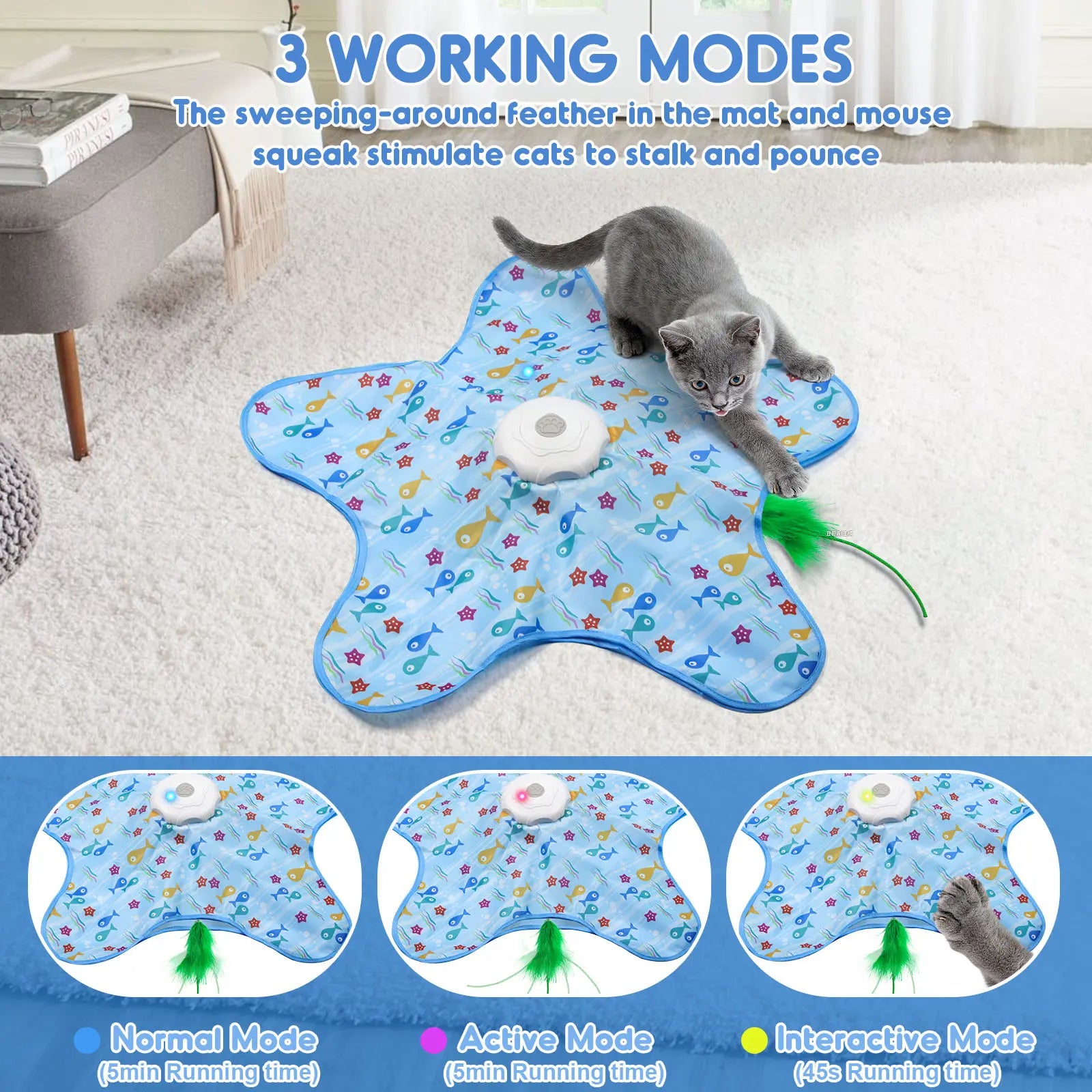 Interactive Unpredictable Moving Feather Hunting Cat Toy - Rechargeable 
