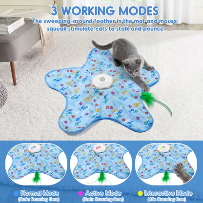 Interactive Unpredictable Moving Feather Hunting Cat Toy - Rechargeable 