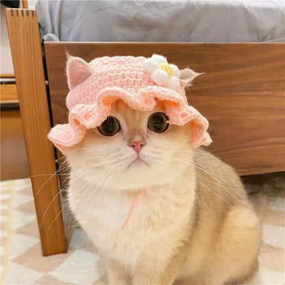 Hand-Made Cat Hat Elastic Woven Headwear