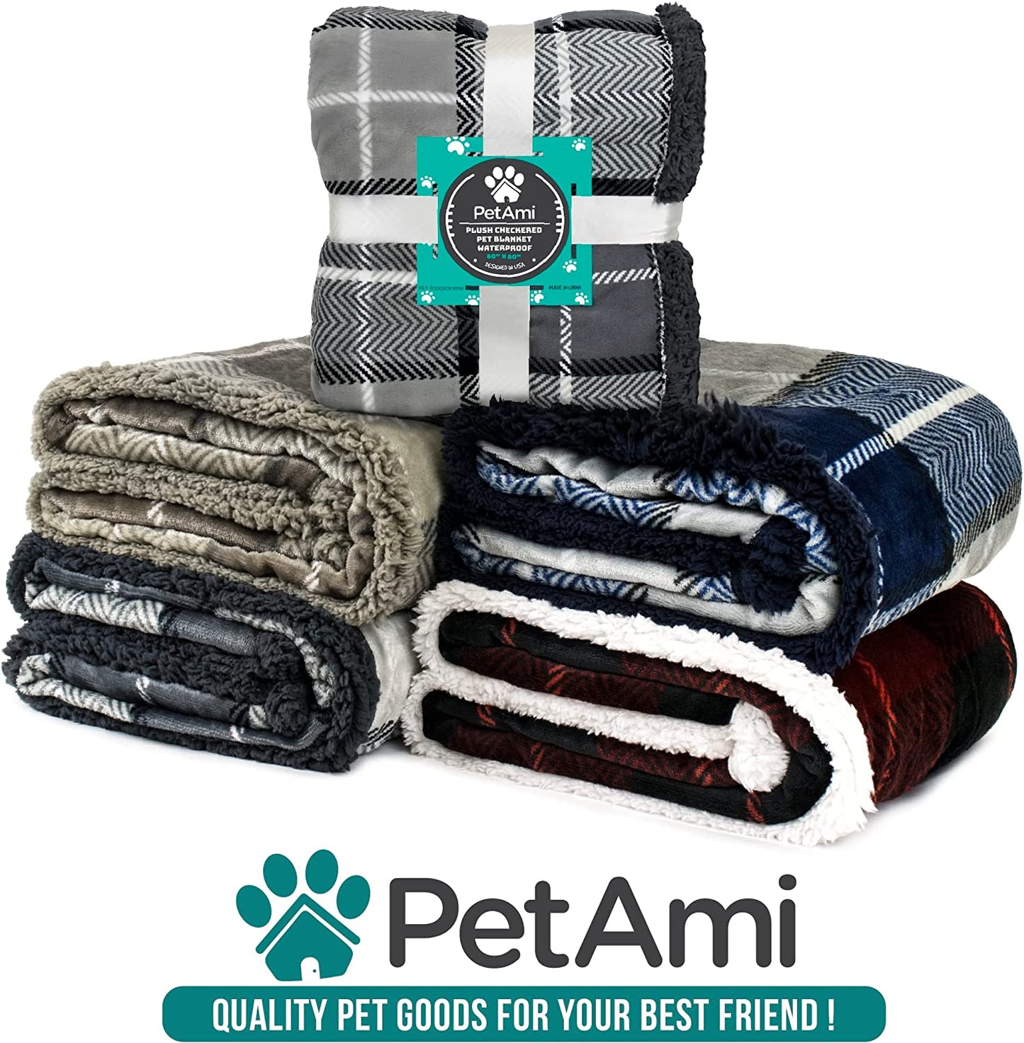 Dog Blanket for Medium Large Dogs, Fleece Throw Plush Reversible Washable, 40X60 Plaid Navy Blue