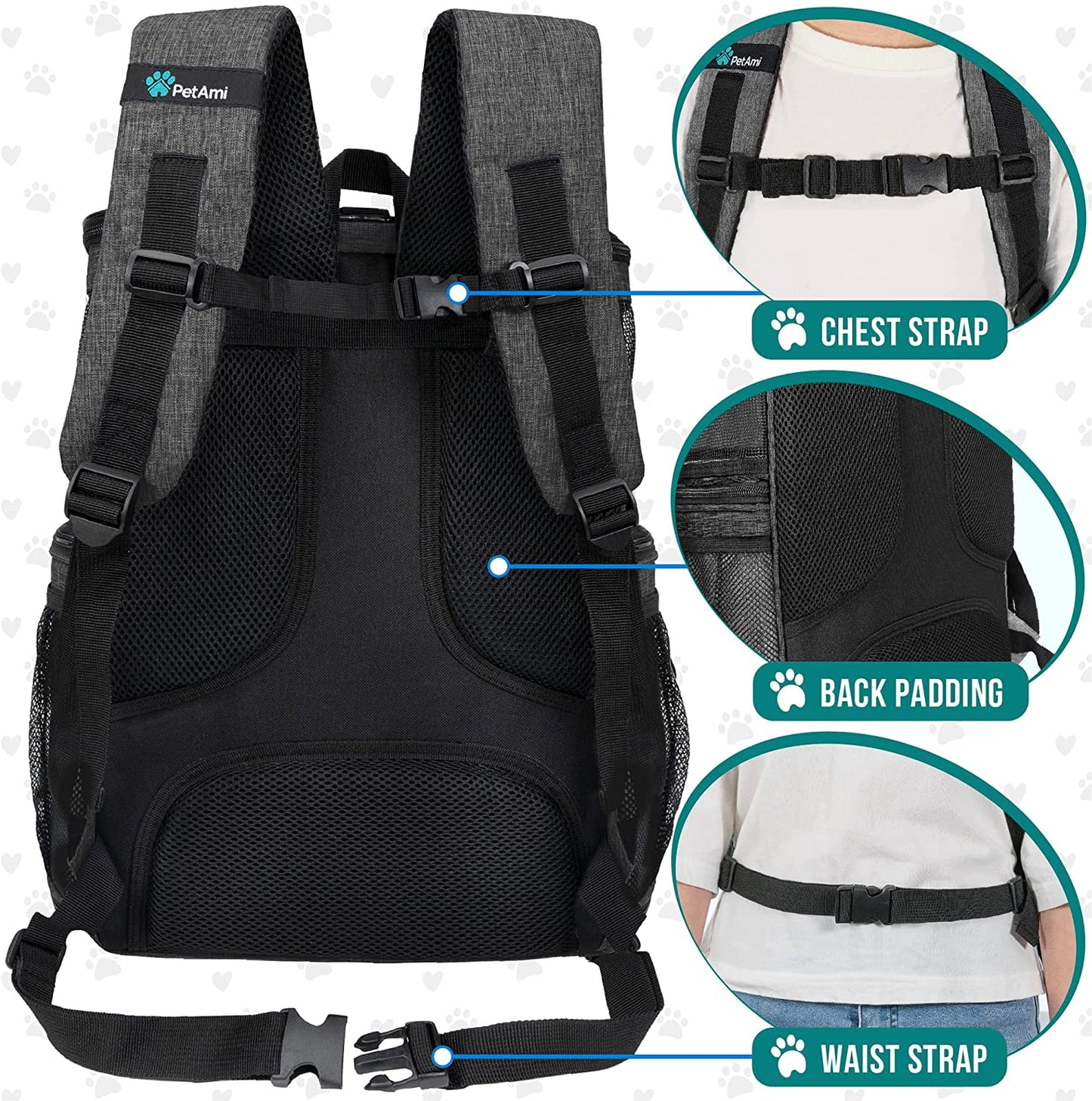 Pet Backpack Carrier, Airline Approved Carrier for Cats, Max 18 Lbs, Charcoal