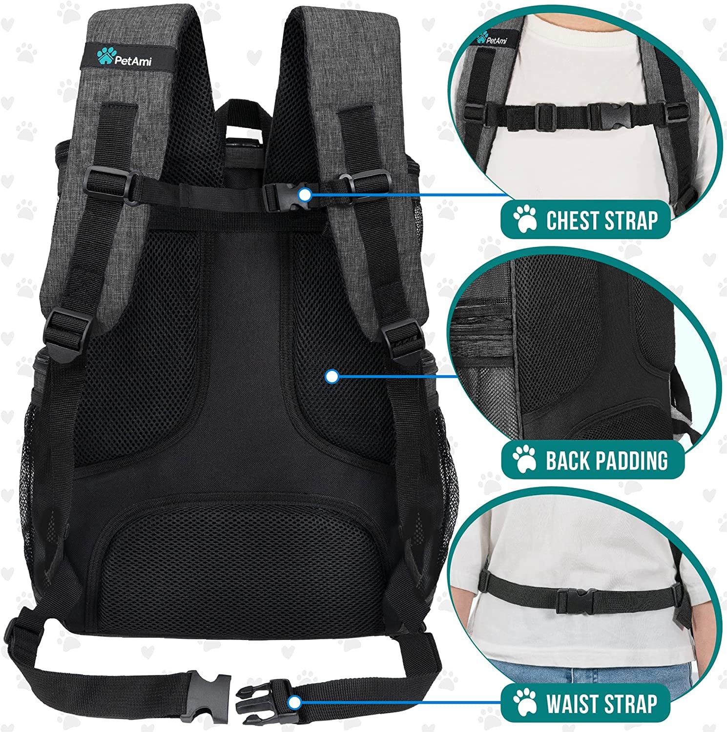 Pet Backpack Carrier, Airline Approved Carrier for Cats, Max 18 Lbs, Charcoal
