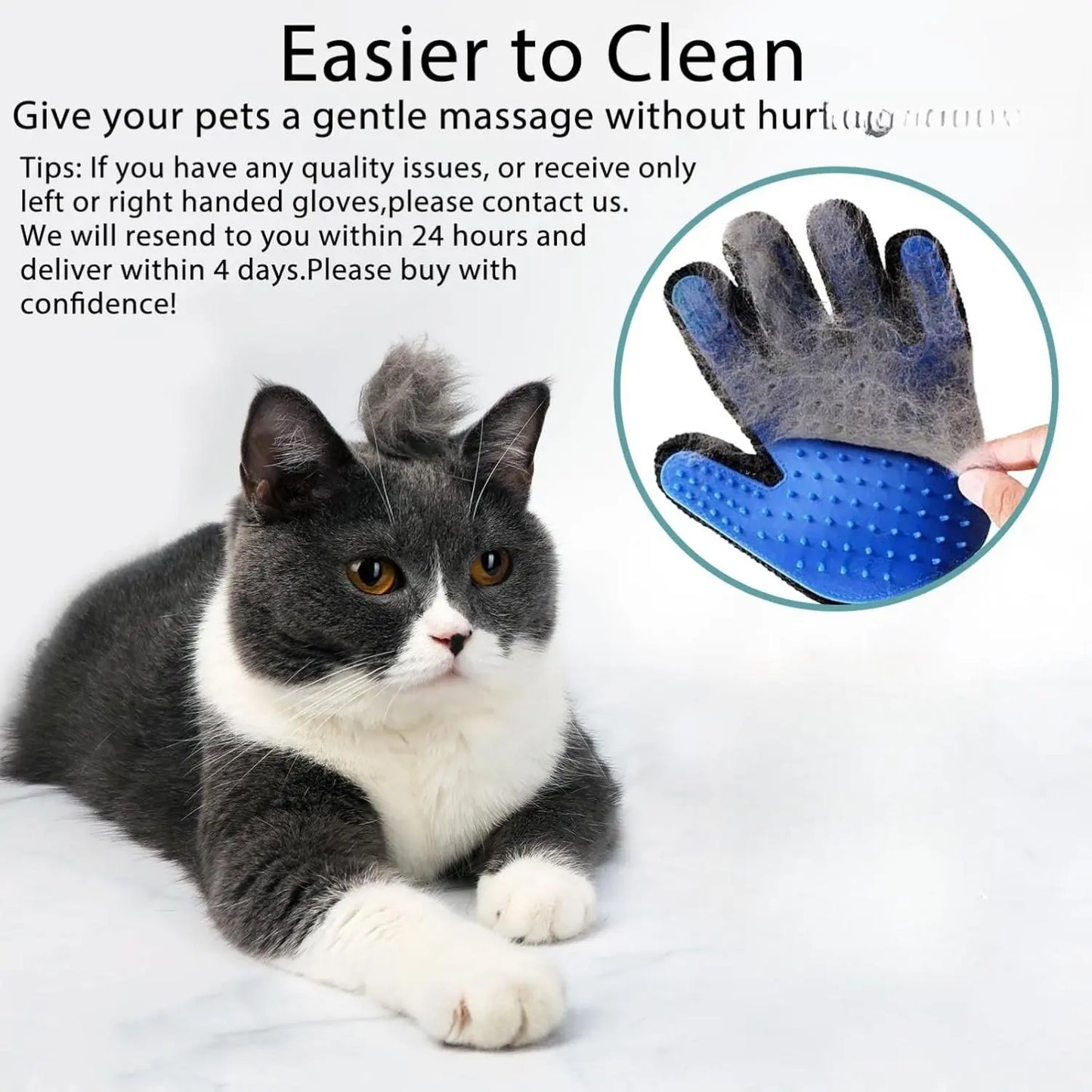 Grooming Glove Brush with 259 Silicone Tips, Adjustable Wrist Strap