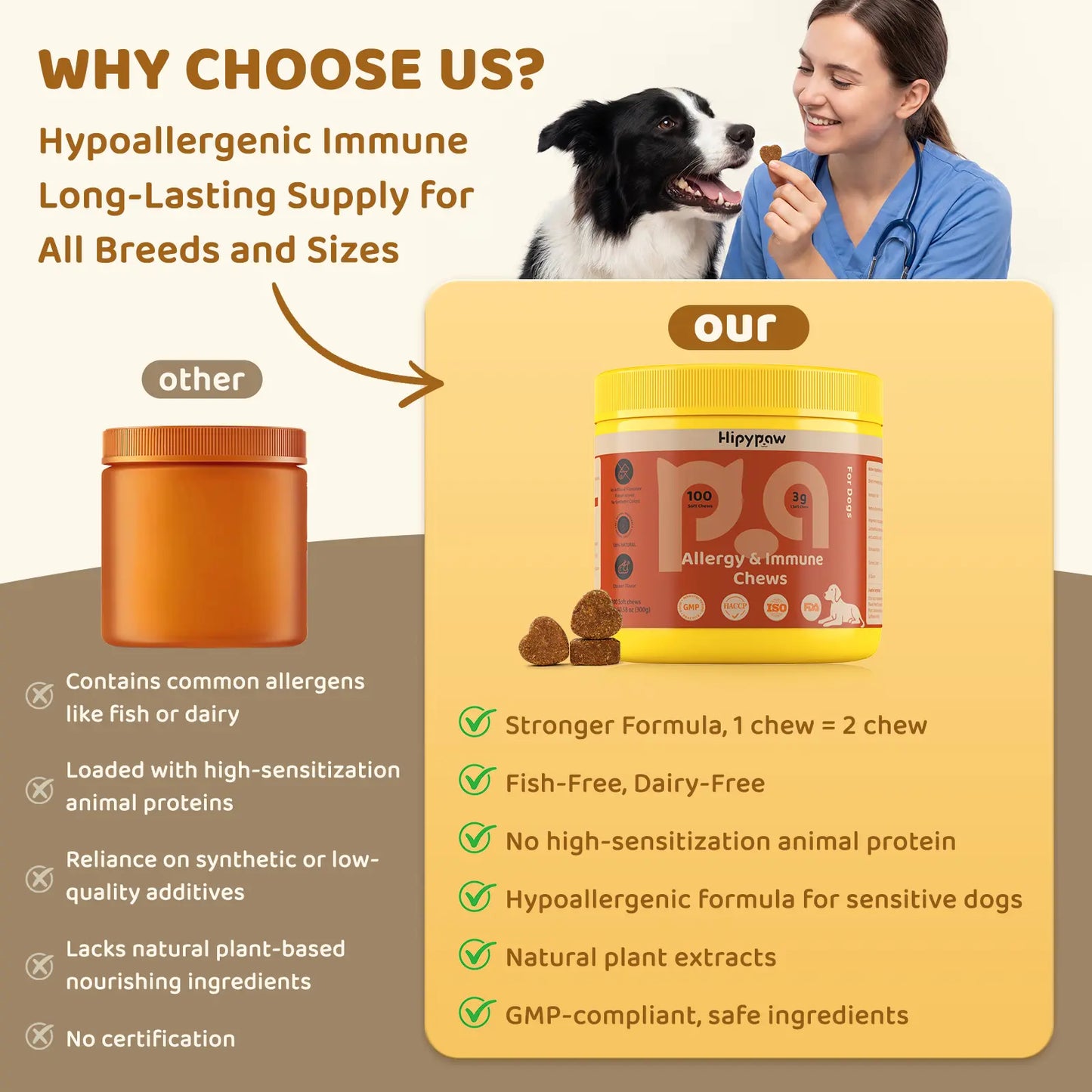 Hipypaw Allergy & Immune Bites for Seasonal Allergies, for Dogs' Gut & Immune Health