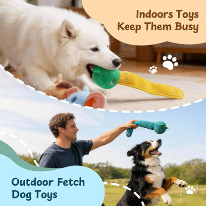Nocciola 5 Pack Squeaky Dog Toys, Plush Wild Animals w/ Crinkle Paper & Treat-Hiding Compartment