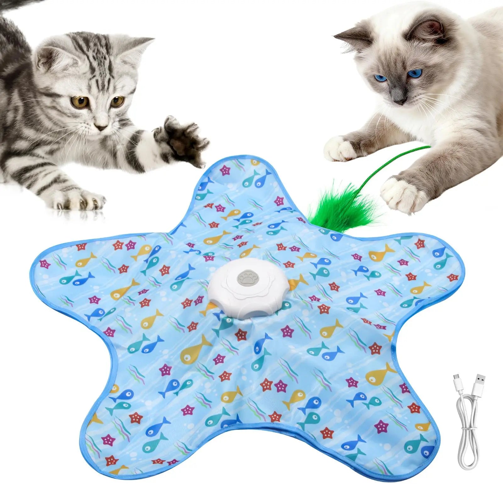 Interactive Unpredictable Moving Feather Hunting Cat Toy - Rechargeable 