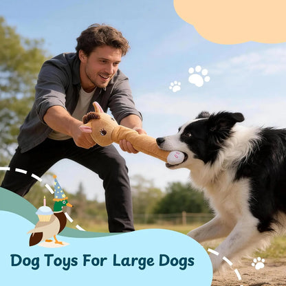 Nocciola 5 Pack Squeaky Dog Toys, Plush Wild Animals w/ Crinkle Paper & Treat-Hiding Compartment