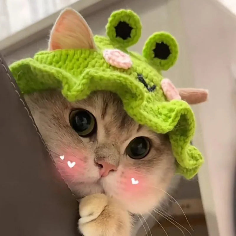 Hand-Made Cat Hat Elastic Woven Headwear