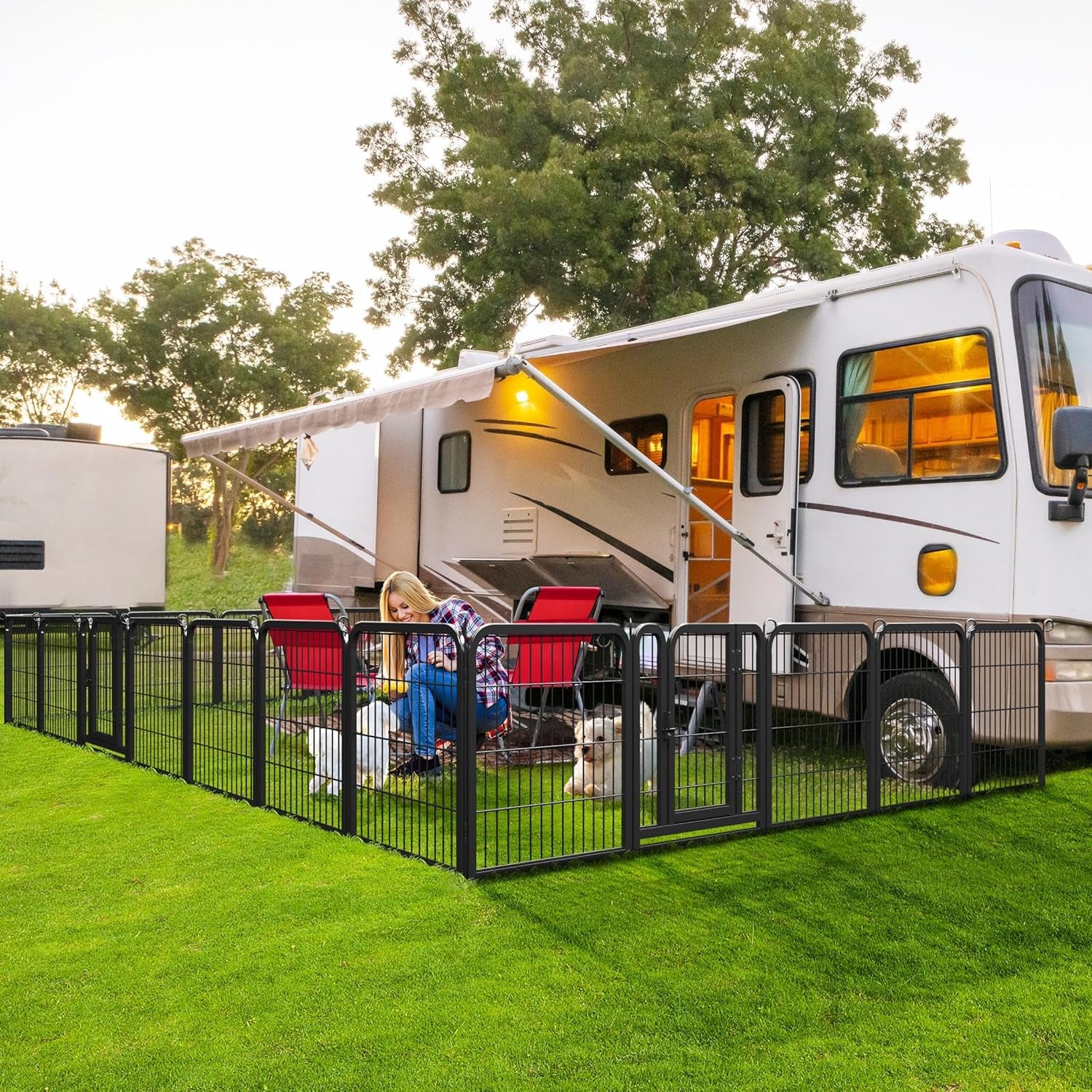 Dog Playpen Outdoor, 24 Inch 16 Panels Heavy Duty Metal Pet Fence