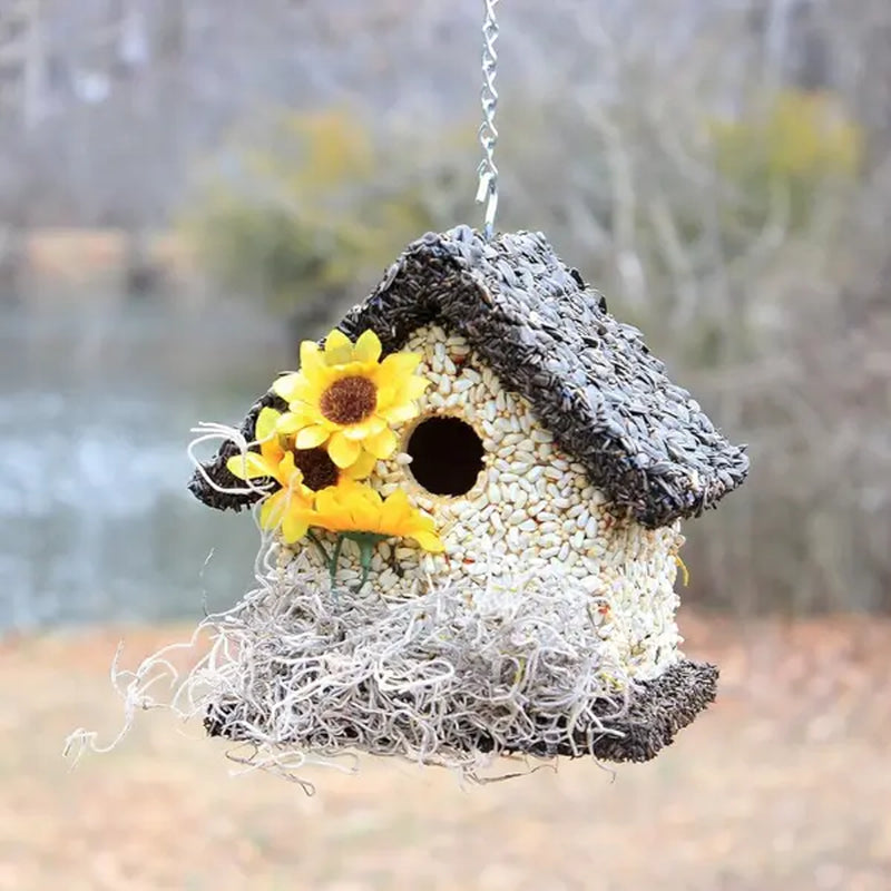 Edible Bird Feeder - Dark Roof Short Birdhouse