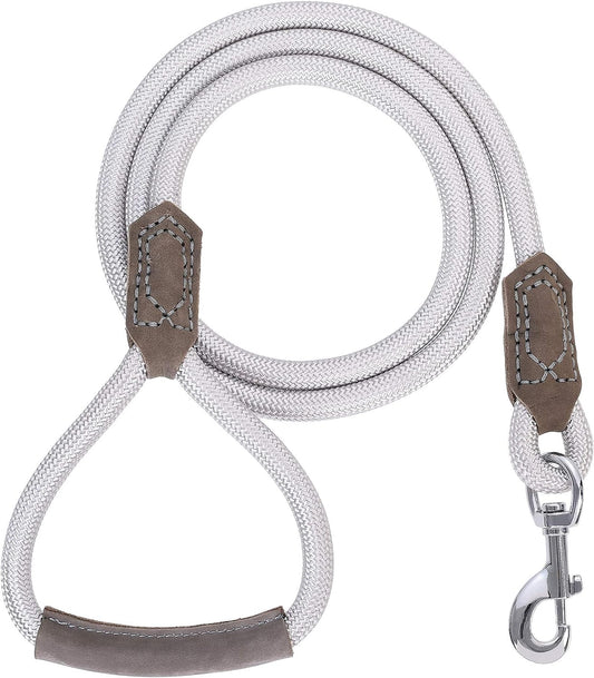 Rope Leash with Leather Handle and Zinc Alloy Strong Clasp- 60 Inch 