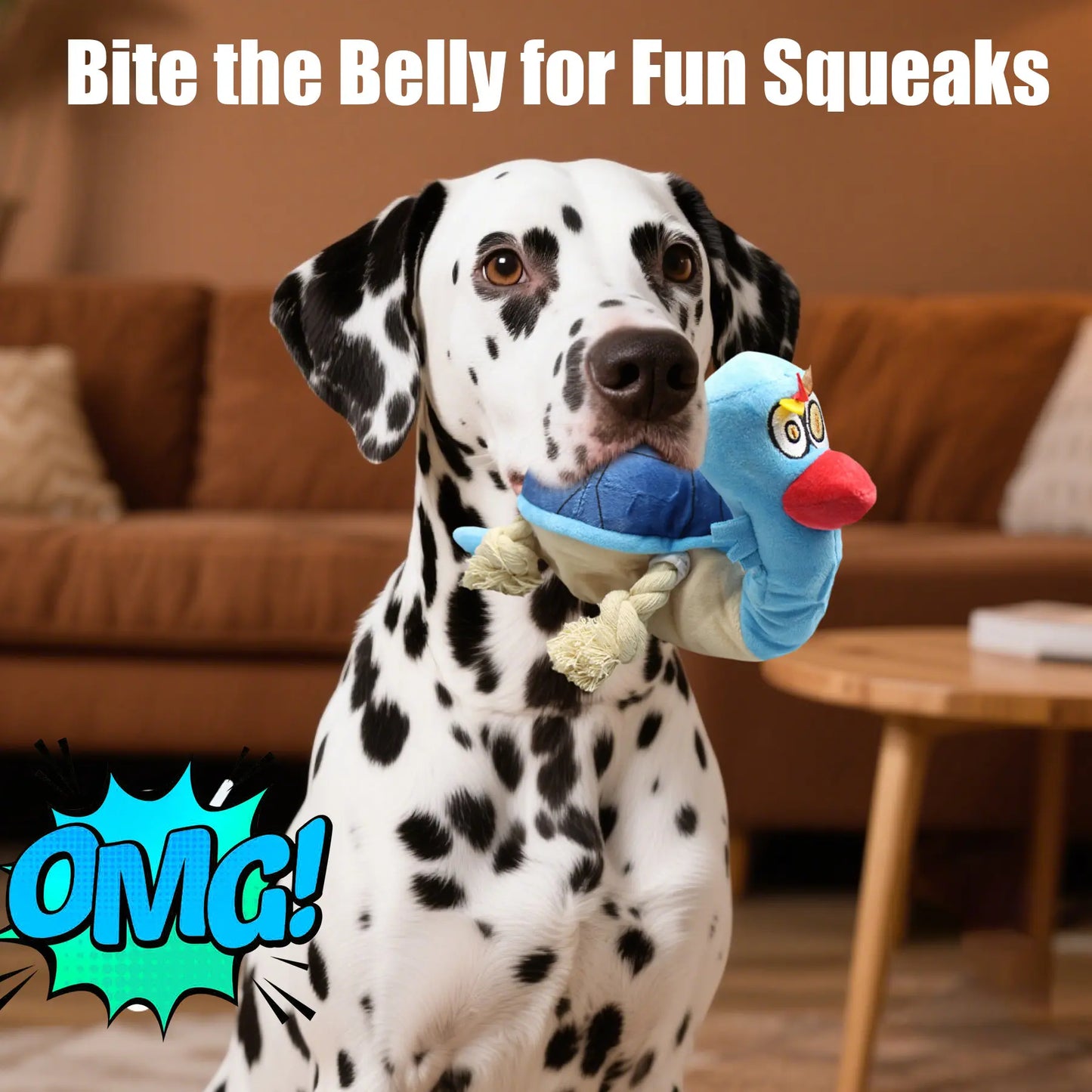 Turtle Squeaky Plush Dog Tug Toy with Rope Limbs  