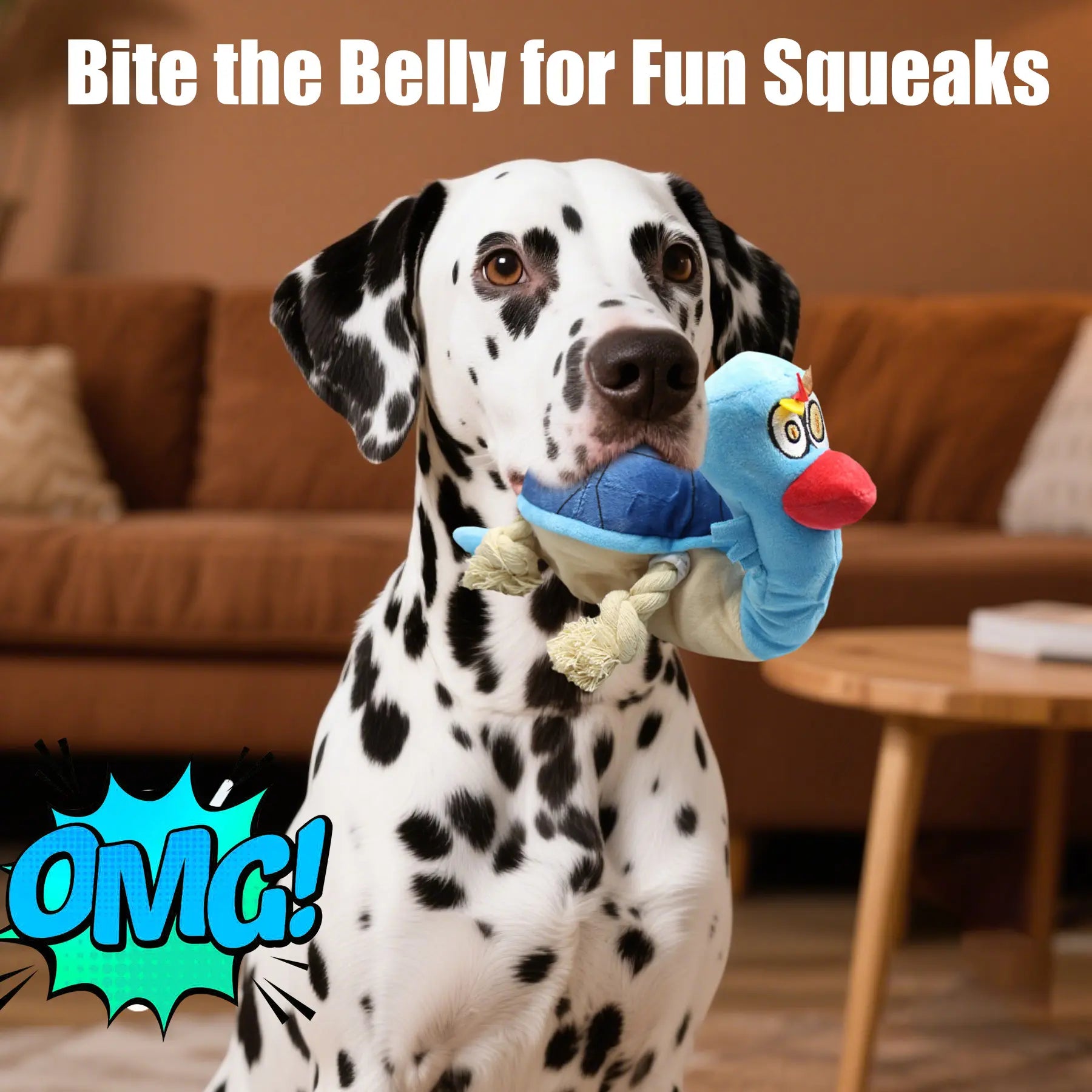 Turtle Squeaky Plush Dog Tug Toy with Rope Limbs  