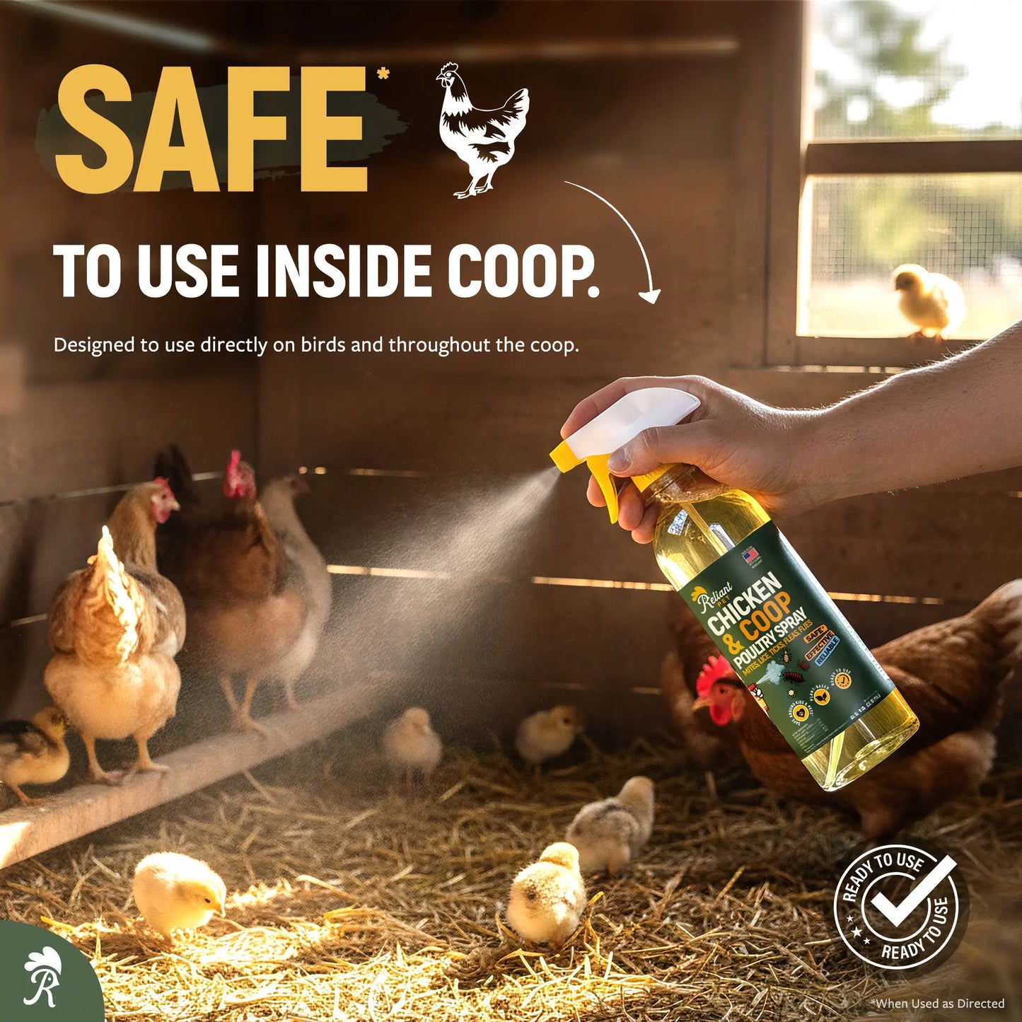 Reliant Pet Chicken & Coop Poultry Spray for Mites, Lice, Ticks, Fleas and Flies 