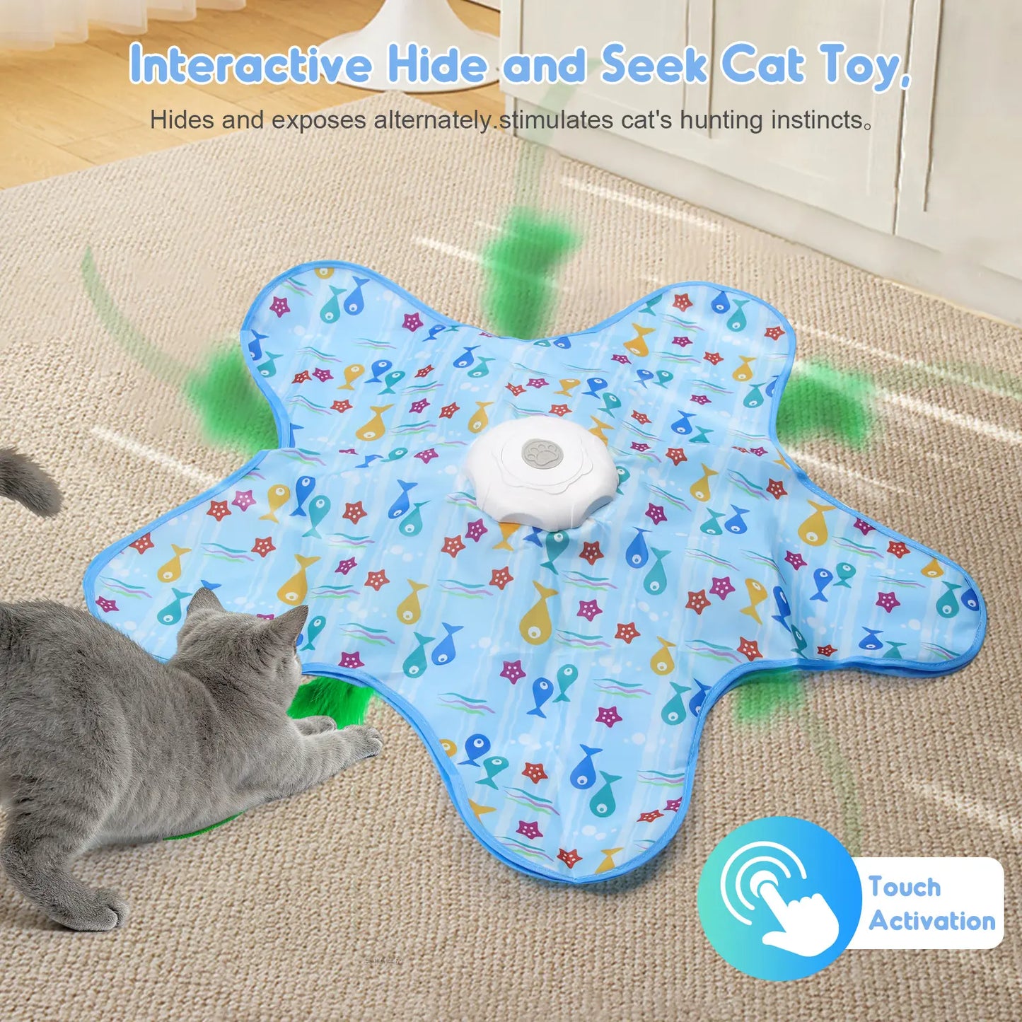 Interactive Unpredictable Moving Feather Hunting Cat Toy - Rechargeable 
