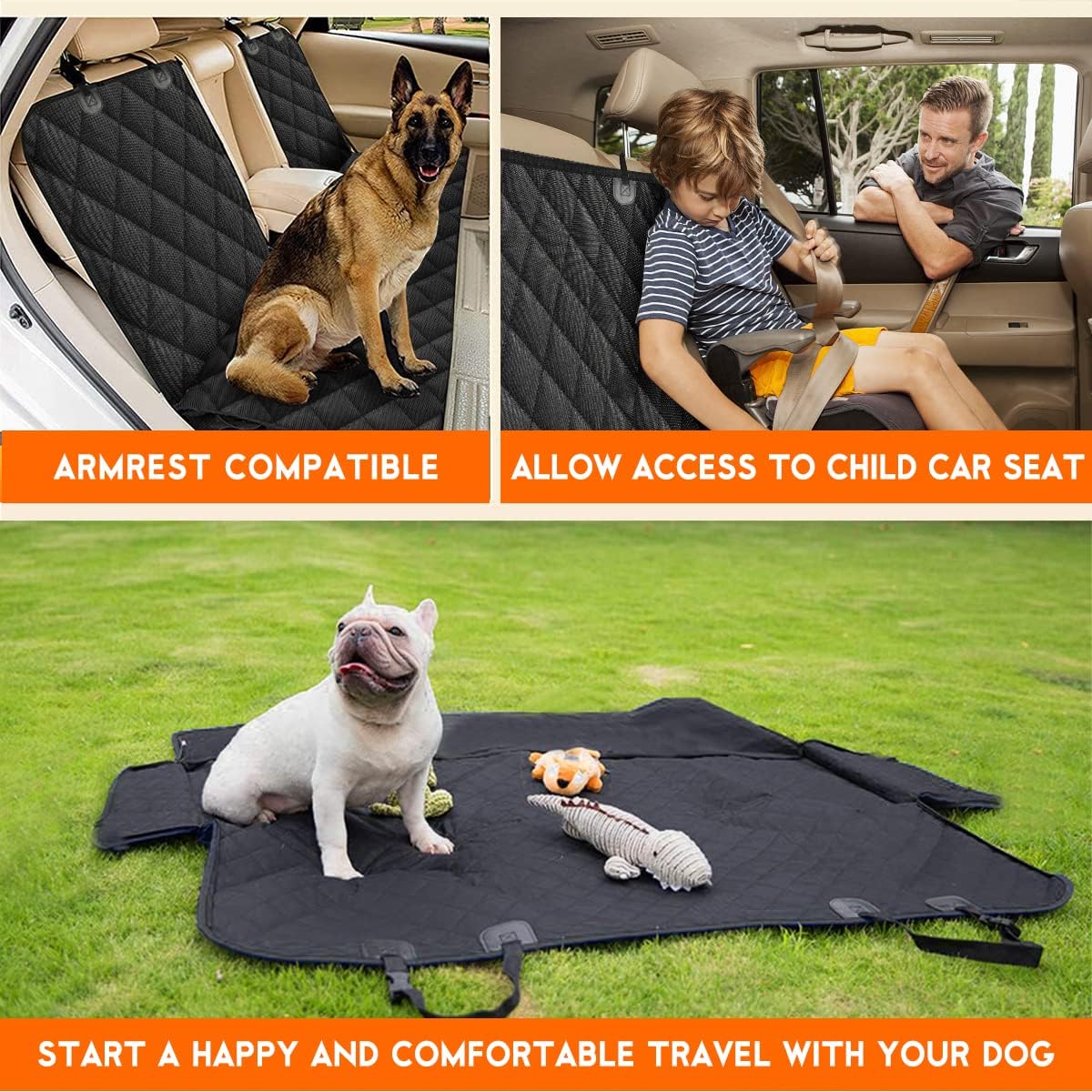 Waterproof Dog/ Pet Seat Protector Car Seat Cover, for Most Cars, Trucks & SUVs - Black