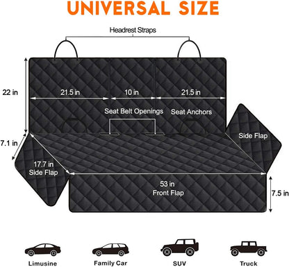 Waterproof Dog/ Pet Seat Protector Car Seat Cover, for Most Cars, Trucks & SUVs - Black