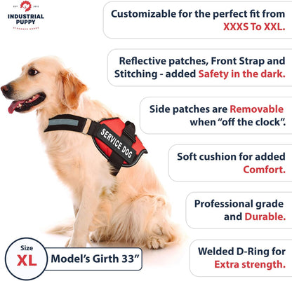 Service Dog Vest with Hook and Loop Straps and Matching Service Dog Leash Set - XL - Harness Features Reflective Patch and Comfortable Mesh Design