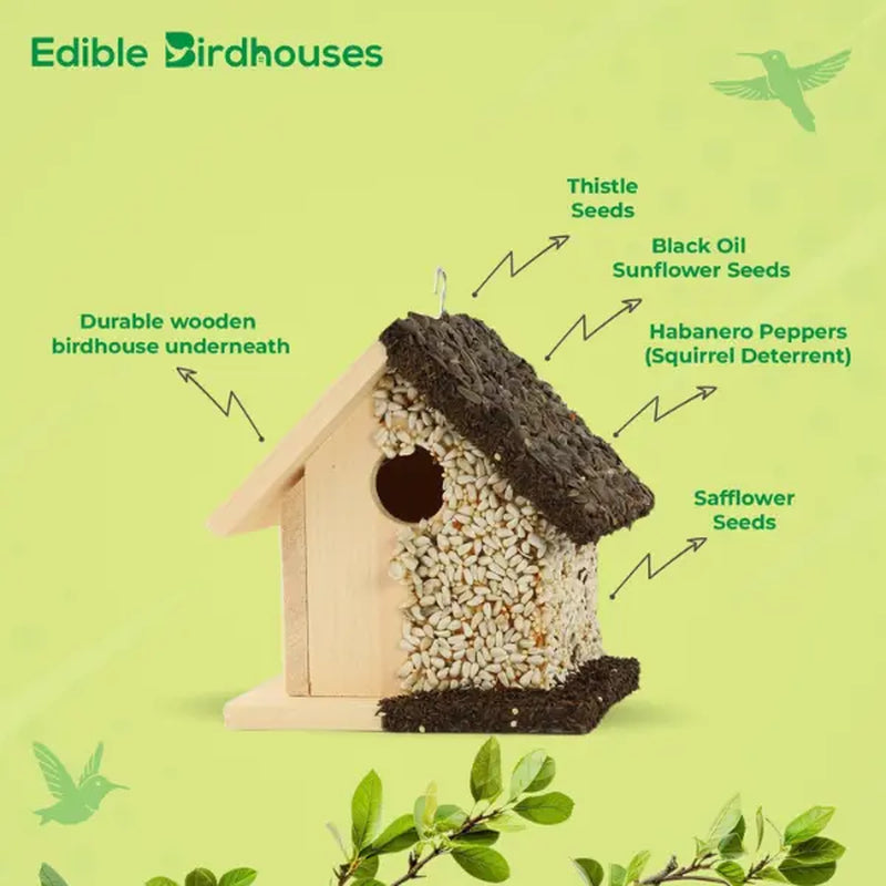 Edible Bird Feeder - Dark Roof Short Birdhouse