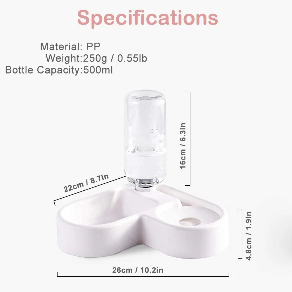 Pet Bowl - Home Automatic Water Dispenser Cats, Dogs, Easy Clean Food Dish