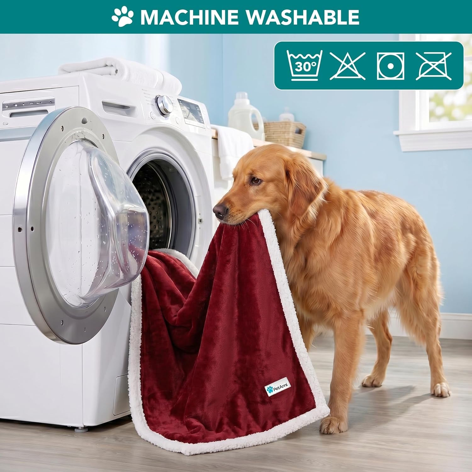 Pet Bed Blanket Fleece Furniture Throw Plush Reversible Washable, Mini 29X40 Maroon Red