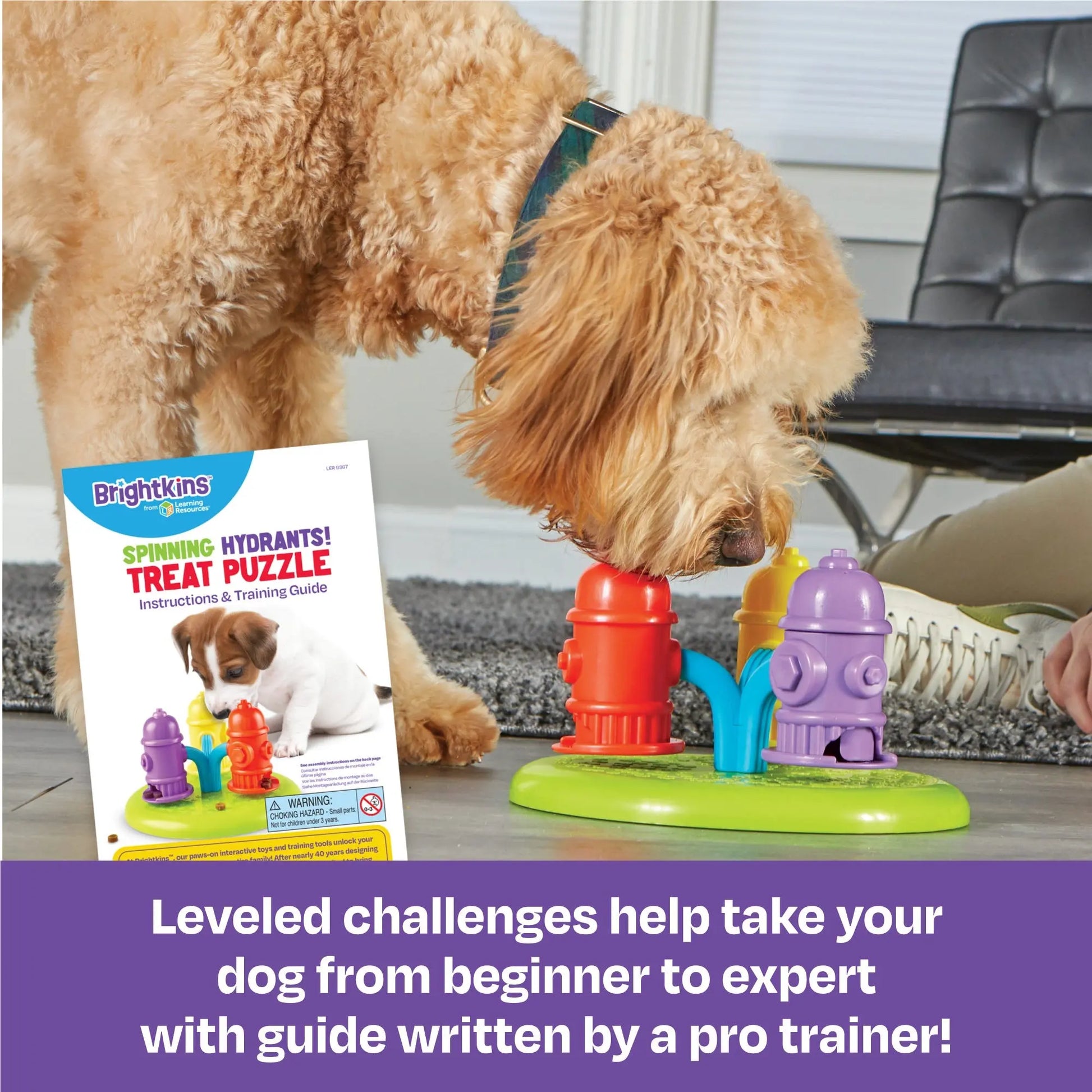 Brightkins Spinning Hydrants Interactive Treat Puzzle Board Dog Toy