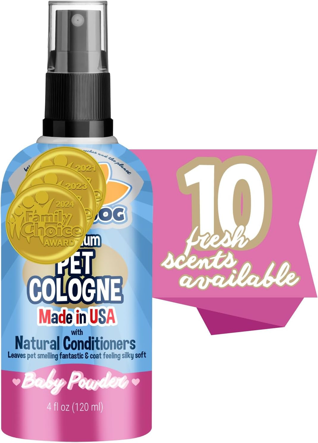 Deodorizing Dog & Cat Perfume & Conditioner - Gentle & Safe Formula, Made in USA (Baby Powder 4 Fl Oz)