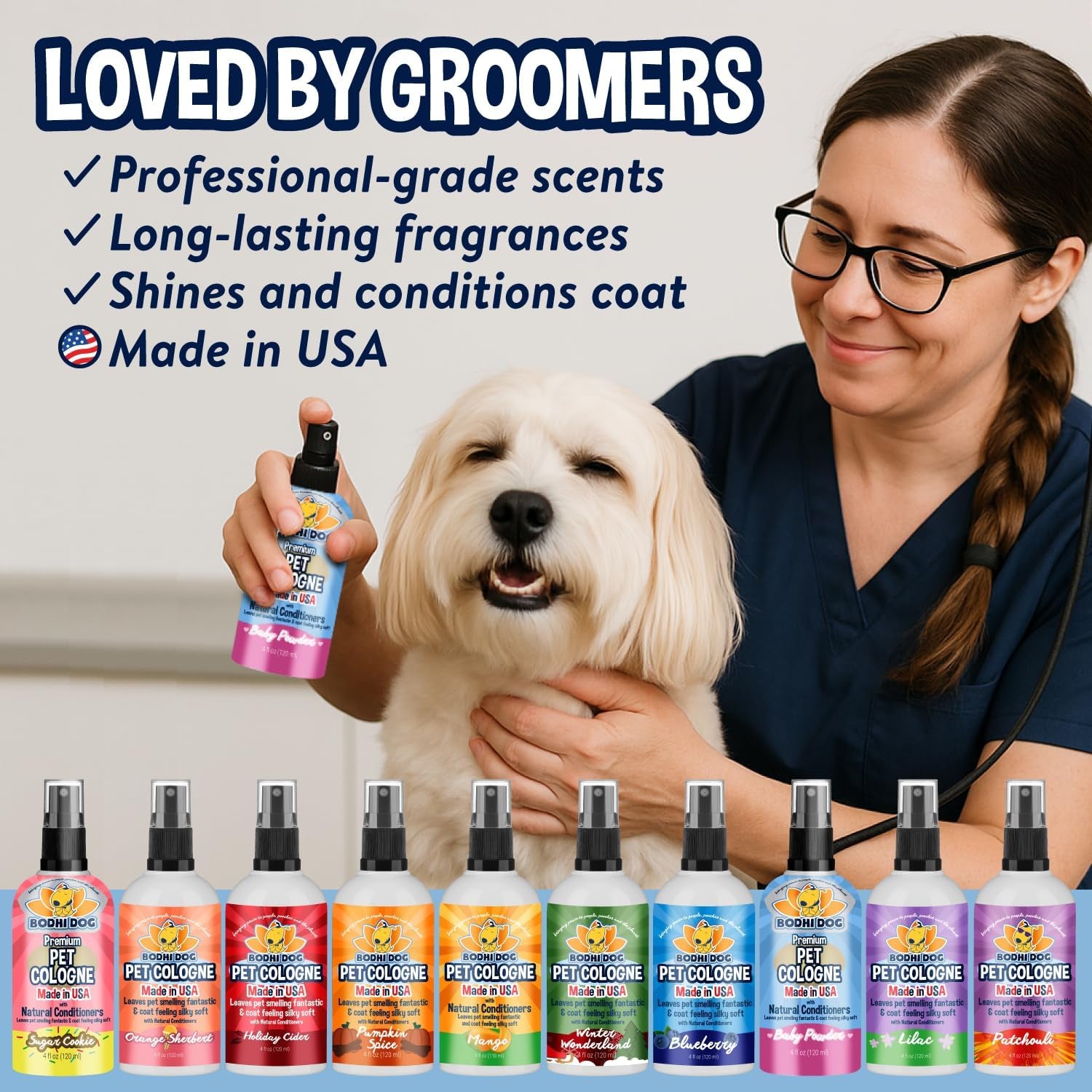 Deodorizing Dog & Cat Perfume & Conditioner - Gentle & Safe Formula, Made in USA (Baby Powder 4 Fl Oz)