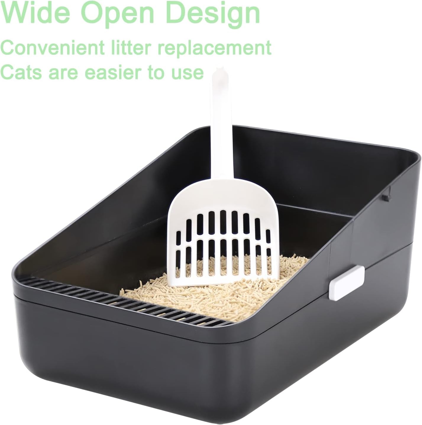 Open Litter Box, High Side Sifting (Black Small)