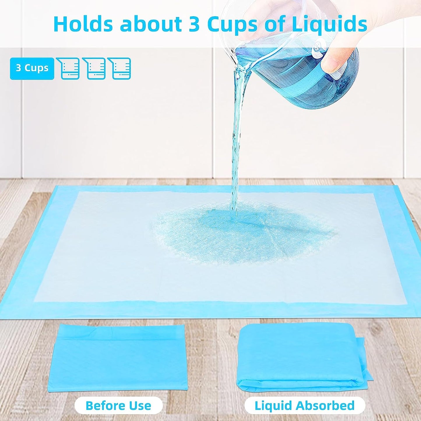 Super-Absorbent Waterproof Dog and Puppy Pet Training Pad, Blue (22"X22"(100Pcs))