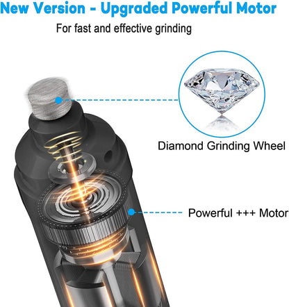 Dog Nail Grinder with 2 LED Light 2-Speed Powerful Electric Pet Nail Trimmer Professional Quiet Painless (Grey)