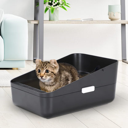 Open Litter Box, High Side Sifting (Black Small)