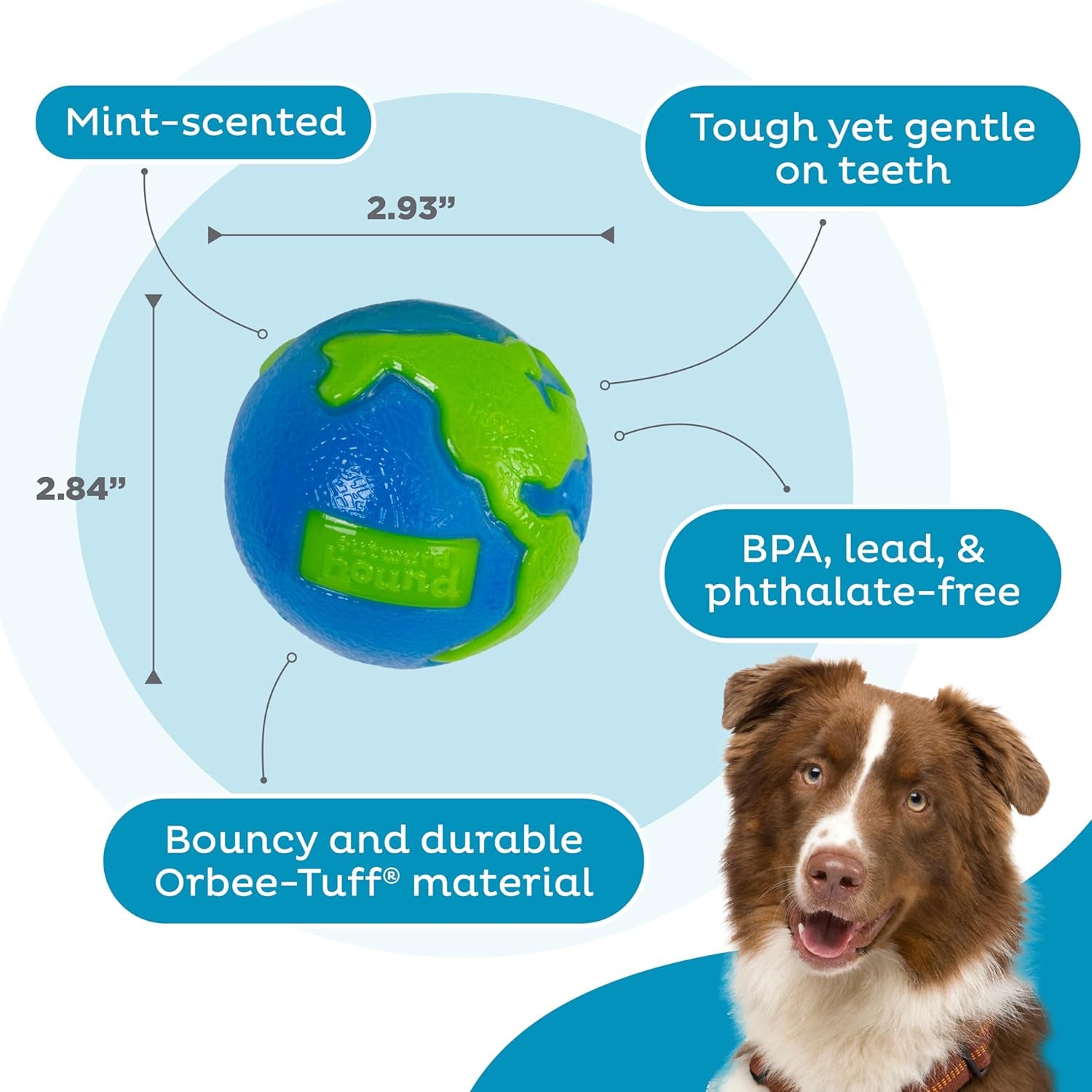 Orbee-Tuff Planet Ball - Blue/Green Medium Treat-Dispensing Dog Toy
