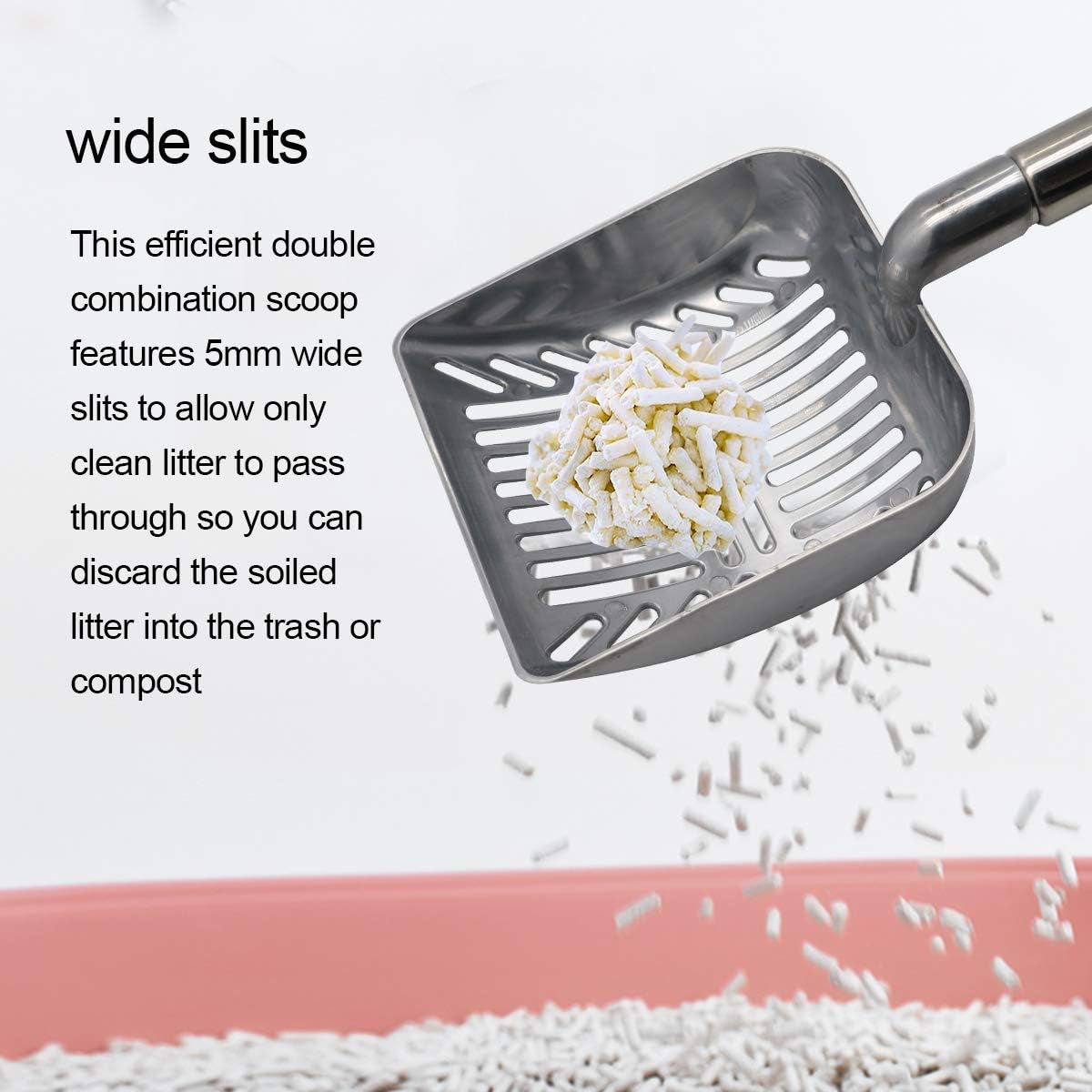 Stainless Steel Cat Litter Scoop 23 Inches Telescoping Litter Scoop with Long Handle