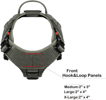 Tactical Dog Harness with Metal Buckles and MOLLE System, Adjustable No-Pull Vest for Large Working Dogs (Size L: 28"-35" Chest), Green