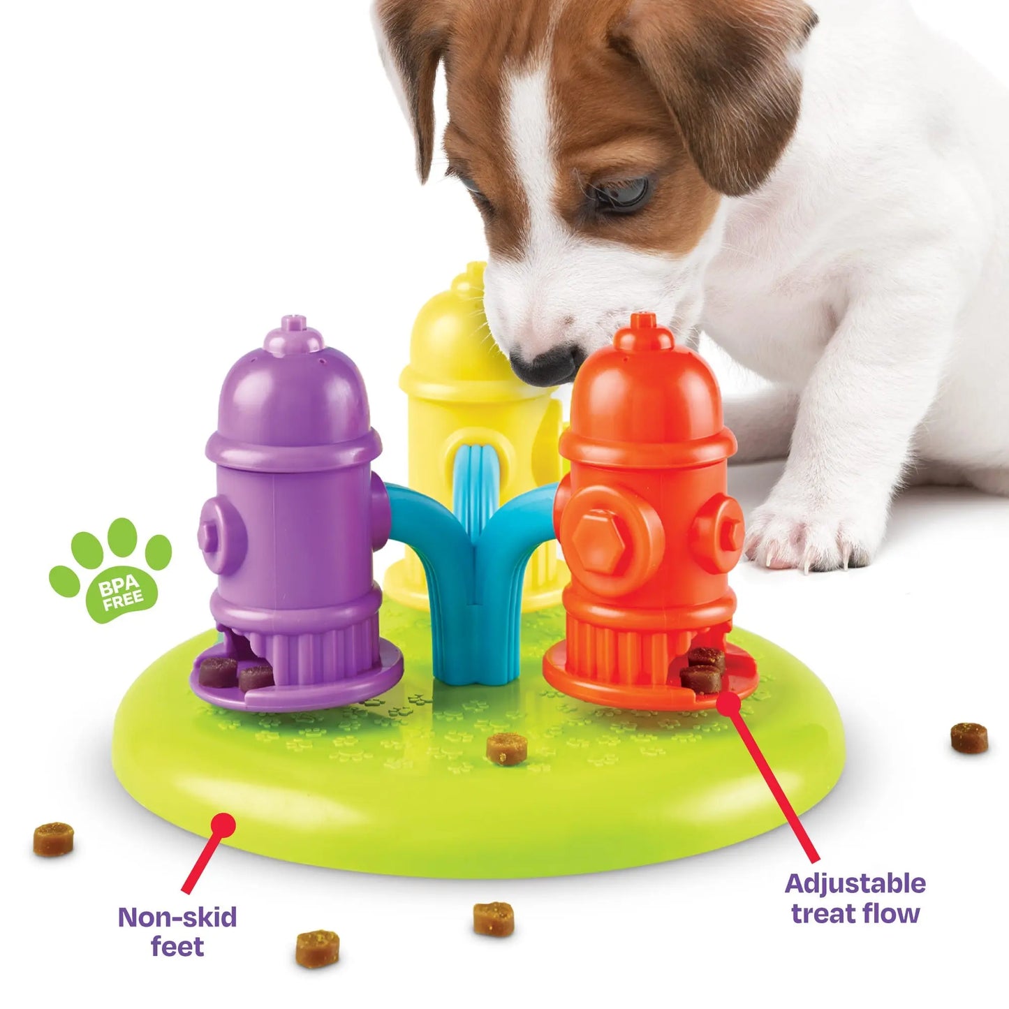 Brightkins Spinning Hydrants Interactive Treat Puzzle Board Dog Toy